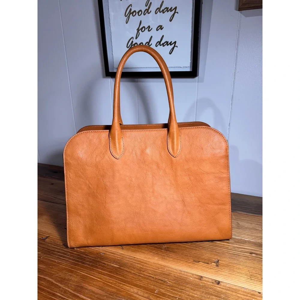 Claudia Firenze Italian Leather Doctor Bag Cognac Satchel Crossbody Tote